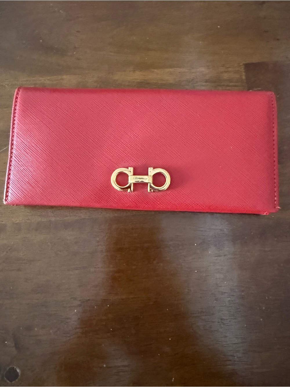 Salvatore Ferragamo Red Leather Wallet with Gold Gancini